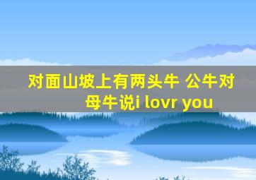 对面山坡上有两头牛 公牛对母牛说i lovr you